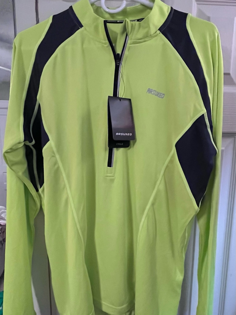 Men's Cycling Jersey with Rear Zipper Pockets Long Sleeve Size Medium